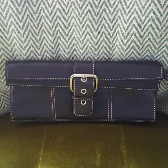 Apostrophe Handbags - Black Leather Clutch Wristlet